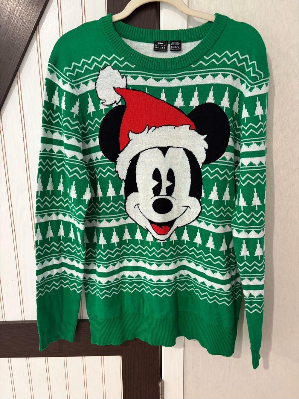 Disney Mickey Mouse Green Ugly Christmas Xmas Holiday Sweater Sz Large